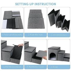 Petizer Dog Stairs For Small Dogs, Foldable Pet Stairs With Storage Box And Condo, Adjustable Height Steps For Couch/Bed, Folding Non-Slip Dog Ramp For Puppy, Cats, Or Small Dog (3-Step, 17" H) 9 Petizer Dog Stairs For Small Dogs, Foldable Pet Stairs With Storage Box And Condo, Adjustable Height Steps For Couch/Bed, Folding Non-Slip Dog Ramp For Puppy, Cats, Or Small Dog (3-Step, 17" H) -Dog Supplies Store 51m6UoJGPaL