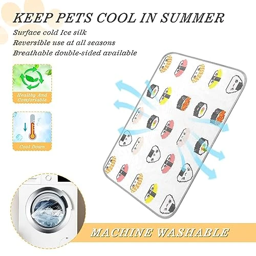 Washable Dog Cooling Mat Cute Japanese Food Summer Cats Sleeping Mat Sushi Dog Bed Mats 23.6 * 38.6inch Pet Ice Silk Sleep Kennel Pad Animal Sleep Bed For Home Outdoor Travel 6 Washable Dog Cooling Mat Cute Japanese Food Summer Cats Sleeping Mat Sushi Dog Bed Mats 23.6 * 38.6inch Pet Ice Silk Sleep Kennel Pad Animal Sleep Bed For Home Outdoor Travel - Image 6