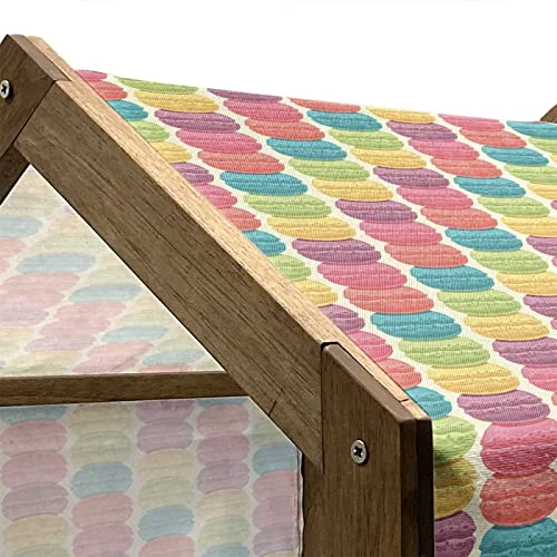 Lunarable Desert Wooden Pet House, Stacks Of Colorful Macaroons Cream Tone Backdrop Traditional French Food, Outdoor & Indoor Portable Dog Kennel With Pillow And Cover, Small, Multicolor 2 Lunarable Desert Wooden Pet House, Stacks Of Colorful Macaroons Cream Tone Backdrop Traditional French Food, Outdoor & Indoor Portable Dog Kennel With Pillow And Cover, Small, Multicolor - Image 2
