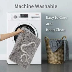 Dog Mat For Floor,Grey 20x31Inch Muddy Mats For Dogs,Pet Dog Feeding Mat Rug For Food And Water,Dries Quickly, Machine Washable -Dog Supplies Store 51n2zonqMNL