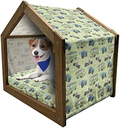Ambesonne Mushroom Wooden Pet House, Repetitive Autumnal Forest Porcini Flora Nature Food, Indoor & Outdoor Portable Dog Kennel With Pillow And Cover, Small, Ivory Multicolor 12 Ambesonne Mushroom Wooden Pet House, Repetitive Autumnal Forest Porcini Flora Nature Food, Indoor & Outdoor Portable Dog Kennel With Pillow And Cover, Small, Ivory Multicolor - Image 12
