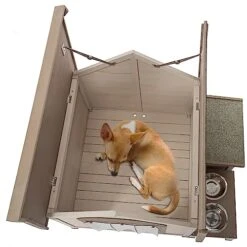 Outdoor Wood Dog House With Bowls: Weatherproof Wooden Dog Shelter With Water Bowl & Food Bowl - Outside Open Roof Dog House With Storage Box- Suitable For Small To Medium Size Dog -Dog Supplies Store 51nAozcwf2L