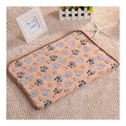 YangYan Cute Warm Pet Bed Mat Cover Small Medium Large Towl Paw Handcrafted Print Cat Dog Fleece Soft Blanket Puppy Winter Pet Supplies (Color : Brown, Size : 60 X 40 Cm)