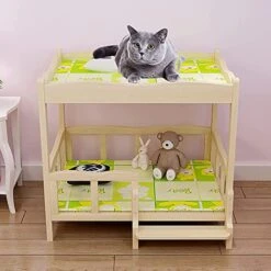 ANTWAX Pet Bed Double-Layer Dog Bed Pet Cot Elevated Dog Bed Without Mattress Wood Frame Kennel With Guardrail &Stairs Suitable For Cats And Small Dogs Dog Kennel 14 ANTWAX Pet Bed Double-Layer Dog Bed Pet Cot Elevated Dog Bed Without Mattress Wood Frame Kennel With Guardrail &Stairs Suitable For Cats And Small Dogs Dog Kennel -Dog Supplies Store 51ovFXeMWXL
