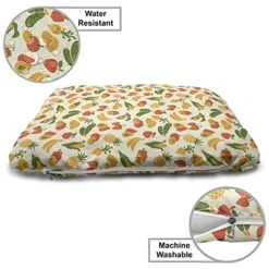 Lunarable Vegetable Wooden Pet House, Vegetarian Food Pattern With Colorful Ingredients With Grunge Backdrop, Outdoor & Indoor Portable Dog Kennel With Pillow And Cover, Small, Multicolor -Dog Supplies Store 51pmKDl5hNL