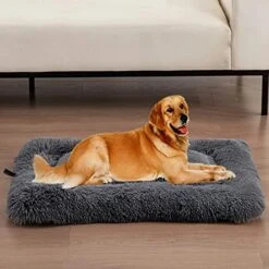 Muangan Ultra Soft Pet Bed Winter Warm Dog Bed Fluffy Plush Dog Cat Crate Beds Washable Kennel Cushions For Small Medium Large Dogs Cats Non Slip Pet Supplies Dog Harness (Brown, One Size) -Dog Supplies Store 51q2dOOPARL