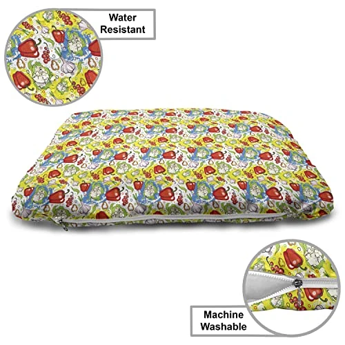 Lunarable Vegetables Wooden Dog House, Ornate Food Garlic Pepper Cauliflower Delicious Plants Image, Outdoor & Indoor Portable Dog Kennel With Pillow And Cover, X-Large, Lime Green Yellow 3 Lunarable Vegetables Wooden Dog House, Ornate Food Garlic Pepper Cauliflower Delicious Plants Image, Outdoor & Indoor Portable Dog Kennel With Pillow And Cover, X-Large, Lime Green Yellow - Image 3