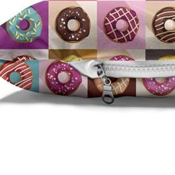 Ambesonne Dessert Pet Bed, Repeating Pop Art Illustration Of Donuts In Colorful Squares Food Themed Pattern, Chew Resistant Pad For Dogs And Cats Cushion With Removable Cover, 24" X 39", Multicolor -Dog Supplies Store 51qVO91e08L