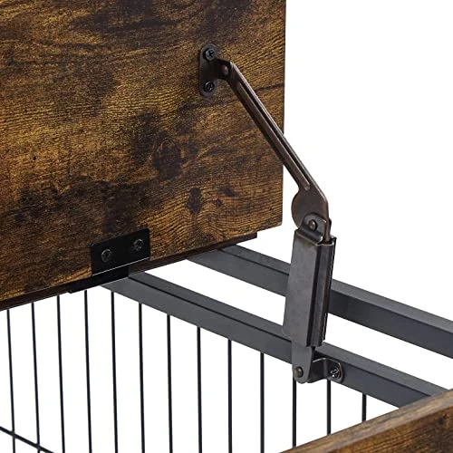Voohek Furniture Style Dog Crate With Double Doors And Lift Top, Side Table On Wheels, 43.7’’w X 30’’d X 31.1’’h, Rustic Brown 4 Voohek Furniture Style Dog Crate With Double Doors And Lift Top, Side Table On Wheels, 43.7’’w X 30’’d X 31.1’’h, Rustic Brown - Image 4