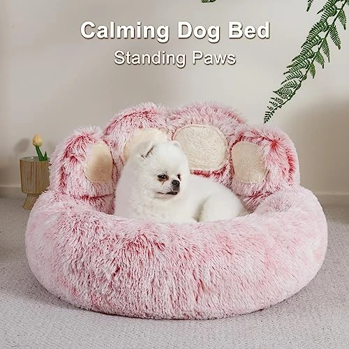 Jiupety Dog Bed With Standing Paws | Upgraded Soothing Paw Dog Bed | Cozy Comfy Small Dog Bed | Creative Dog Donut Bed With Bear Paws | Pink L Size 26”X26”X8” | Pet Paw Dog Bed For Small Dogs 3 Jiupety Dog Bed With Standing Paws | Upgraded Soothing Paw Dog Bed | Cozy Comfy Small Dog Bed | Creative Dog Donut Bed With Bear Paws | Pink L Size 26”X26”X8” | Pet Paw Dog Bed For Small Dogs - Image 3