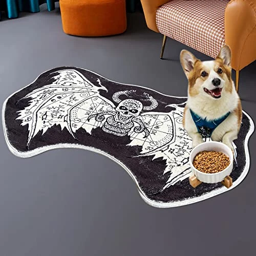 Fun Black And White Vampire Skeleton Pattern Dog Feeding Mats Pet Mat Super Absorbent Microfiber Pet Rug Pattern Art Print Plush Rugs Dog Cat Food Mat For Floors Bathroom 32" X 22" Non-Slip Carpet 2 Fun Black And White Vampire Skeleton Pattern Dog Feeding Mats Pet Mat Super Absorbent Microfiber Pet Rug Pattern Art Print Plush Rugs Dog Cat Food Mat For Floors Bathroom 32" X 22" Non-Slip Carpet - Image 2
