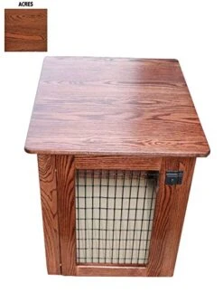 Pinnacle Wooden Dog Crate Furniture End Table Bed In Different Stain Colors (Acres, Medium (Top Lift))