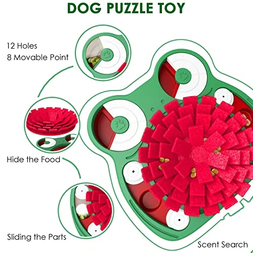 Lalolee Dog Puzzle Toys, 3-in-1 Dog Puzzles With Licking Pad And Slow Food, Stress Relief Interactive Dog Toy For Feeding (Green) 2 Lalolee Dog Puzzle Toys, 3-in-1 Dog Puzzles With Licking Pad And Slow Food, Stress Relief Interactive Dog Toy For Feeding (Green) - Image 2