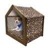 Lunarable Tropical Wooden Pet House, Juicy Veggie Food Pattern On Dark Background Exotic Arrangement Cartoon, Outdoor & Indoor Portable Dog Kennel With Pillow And Cover, Large, Multicolor