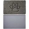 Gorilla Grip Chenille Doormat And Silicone Pet Feeding Mat, Door Mat Size 36x24 Rubber, Dog Food Mats Size 16x10 Waterproof, Both In Gray, 2 Item Bundle