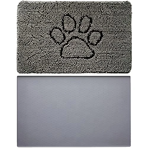 Gorilla Grip Chenille Doormat And Silicone Pet Feeding Mat, Door Mat Size 36x24 Rubber, Dog Food Mats Size 16x10 Waterproof, Both In Gray, 2 Item Bundle 1 Gorilla Grip Chenille Doormat And Silicone Pet Feeding Mat, Door Mat Size 36x24 Rubber, Dog Food Mats Size 16x10 Waterproof, Both In Gray, 2 Item Bundle