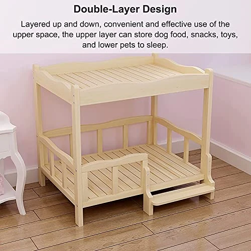 ANTWAX Pet Bed Double-Layer Dog Bed Pet Cot Elevated Dog Bed Without Mattress Wood Frame Kennel With Guardrail &Stairs Suitable For Cats And Small Dogs Dog Kennel 5 ANTWAX Pet Bed Double-Layer Dog Bed Pet Cot Elevated Dog Bed Without Mattress Wood Frame Kennel With Guardrail &Stairs Suitable For Cats And Small Dogs Dog Kennel - Image 5