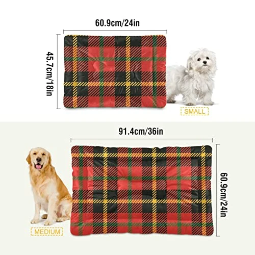 Ultra Soft Dog Cat Crate Bed Blanket-Retro Red Black And Yellow Plaid Fluffy Pet Bed All Season-Short Pile-Anti-Slip Pet Beds 24"x18" 3 Ultra Soft Dog Cat Crate Bed Blanket-Retro Red Black And Yellow Plaid Fluffy Pet Bed All Season-Short Pile-Anti-Slip Pet Beds 24"x18" - Image 3