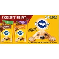 PEDIGREE CHOICE CUTS IN GRAVY Adult Soft Wet Dog Food 24-Count Variety Pack, 3.5 Oz Pouches