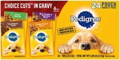 PEDIGREE CHOICE CUTS IN GRAVY Adult Soft Wet Dog Food 24-Count Variety Pack, 3.5 Oz Pouches -Dog Supplies Store 51v0zlJc8UL. AC