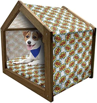 Ambesonne Pop Art Wooden Pet House, Hipster Banana Graphic Exotic Fruits Island Food Jungle Tropical Design, Outdoor & Indoor Portable Dog Kennel With Pillow And Cover, Large, Cobalt Blue Mustard 15 Ambesonne Pop Art Wooden Pet House, Hipster Banana Graphic Exotic Fruits Island Food Jungle Tropical Design, Outdoor & Indoor Portable Dog Kennel With Pillow And Cover, Large, Cobalt Blue Mustard - Image 15