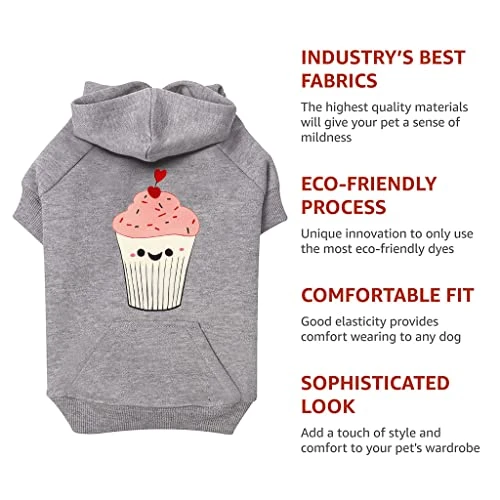GENERIC Funny Cupcake Dog Hoodie With Pocket - Kawaii Food Dog Coat - Cute Dog Clothing - Gray, M 4 GENERIC Funny Cupcake Dog Hoodie With Pocket - Kawaii Food Dog Coat - Cute Dog Clothing - Gray, M - Image 4
