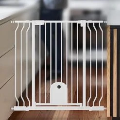 Extra Tall Wide Baby Gate With Cat Door For Stairs Doorways Dog Pet Cat Gate With Walk Througe Door Pressure Mounted -Dog Supplies Store 51vKsbrYAZL. AC