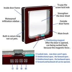 4 Ways Lockable Dog Cat Kitten Door Security Flap Door Small Animal Puppy Kitten Gate Pet Supplies Brown White -Dog Supplies Store 51vcHwBHn2L
