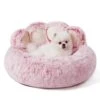 Jiupety Dog Bed With Standing Paws | Upgraded Soothing Paw Dog Bed | Cozy Comfy Small Dog Bed | Creative Dog Donut Bed With Bear Paws | Pink L Size 26”X26”X8” | Pet Paw Dog Bed For Small Dogs