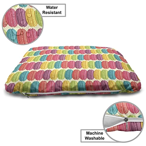 Lunarable Desert Wooden Pet House, Stacks Of Colorful Macaroons Cream Tone Backdrop Traditional French Food, Outdoor & Indoor Portable Dog Kennel With Pillow And Cover, Small, Multicolor 3 Lunarable Desert Wooden Pet House, Stacks Of Colorful Macaroons Cream Tone Backdrop Traditional French Food, Outdoor & Indoor Portable Dog Kennel With Pillow And Cover, Small, Multicolor - Image 3