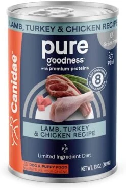Canidae Pure Limited Ingredient Premium Wet Dog Food, Lamb, Turkey & Chicken Recipe, 13 Oz. (Case Of 12), Grain Free -Dog Supplies Store 51wdVJO djL. AC