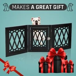 Bundaloo Freestanding Dog Gate With Door Expandable Decorative Wooden Fence For Small To Medium Pet Dogs, Barrier For Stairs, Doorways, & Hallways (Black Diamond) 14 Bundaloo Freestanding Dog Gate With Door Expandable Decorative Wooden Fence For Small To Medium Pet Dogs, Barrier For Stairs, Doorways, & Hallways (Black Diamond) -Dog Supplies Store 51yHUbUVO6L