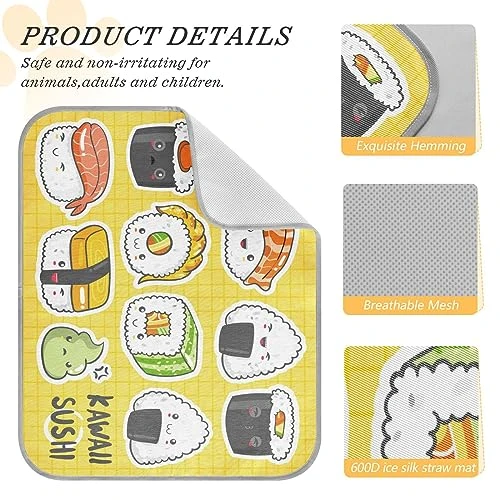 Washable Dog Cooling Mat Kawaii Sushi Rolls Nigiri Summer Cats Sleeping Mat Japanese Foods Plaid Dog Bed Mats 22x27.6inch Pet Ice Silk Sleep Kennel Pad Animal Sleep Bed For Home Outdoor Travel 4 Washable Dog Cooling Mat Kawaii Sushi Rolls Nigiri Summer Cats Sleeping Mat Japanese Foods Plaid Dog Bed Mats 22x27.6inch Pet Ice Silk Sleep Kennel Pad Animal Sleep Bed For Home Outdoor Travel - Image 4