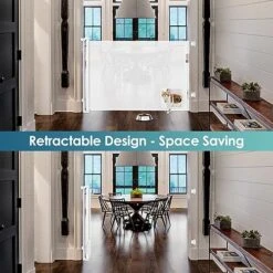 Retractable Baby Gate With Cat Door 55" Wide Baby Gate Indoor Retractable Dog Gate Outdoor Retractable Gate Pet Gates With Walk Through Door Gate Cat Gate For Doorway Baby Gate For Stairs, White -Dog Supplies Store 51yQ1cbIuML