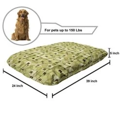 Ambesonne Fruits Pet Bed, Abstract Autumn Garden Fresh Natural Food Organic Vegetarian Diet Pattern, Chew Resistant Pad For Dogs And Cats Cushion With Removable Cover, 24" X 39", Khaki Brown -Dog Supplies Store 51yTkPzgiAL