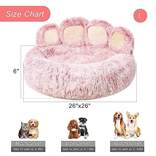 Jiupety Dog Bed With Standing Paws | Upgraded Soothing Paw Dog Bed | Cozy Comfy Small Dog Bed | Creative Dog Donut Bed With Bear Paws | Pink L Size 26”X26”X8” | Pet Paw Dog Bed For Small Dogs 2 Jiupety Dog Bed With Standing Paws | Upgraded Soothing Paw Dog Bed | Cozy Comfy Small Dog Bed | Creative Dog Donut Bed With Bear Paws | Pink L Size 26”X26”X8” | Pet Paw Dog Bed For Small Dogs - Image 2