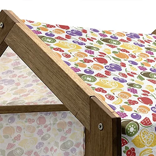 Lunarable Fruit Wooden Pet House, Lemons Blueberries Kiwis And Strawberries Healthy Seasonal Food Options Pattern, Outdoor & Indoor Portable Dog Kennel With Pillow And Cover, Large, Multicolor 4 Lunarable Fruit Wooden Pet House, Lemons Blueberries Kiwis And Strawberries Healthy Seasonal Food Options Pattern, Outdoor & Indoor Portable Dog Kennel With Pillow And Cover, Large, Multicolor - Image 4