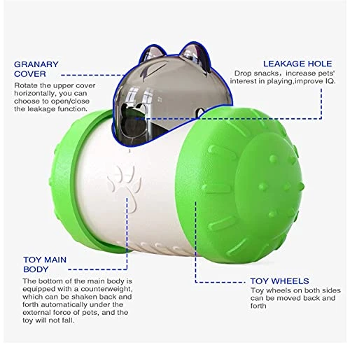 Dog And Cat Toys Pet Feeder Dog Educational Toys Pet Feeder Food Overflow Device Tumbler ABS Material Allows Cats And Dogs To Eat Slowly To Help Pets Digest (Green) 2 Dog And Cat Toys Pet Feeder Dog Educational Toys Pet Feeder Food Overflow Device Tumbler ABS Material Allows Cats And Dogs To Eat Slowly To Help Pets Digest (Green) - Image 2