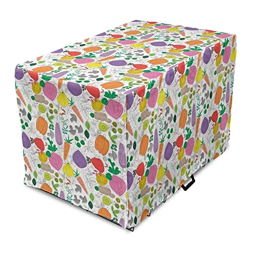 Ambesonne Vegetable Dog Crate Cover, Drawing Of Vegetarian Food Colorful Peper Eggplant And Carrot Design, Easy To Use Pet Kennel Cover For Small Dogs Puppies Kittens, 18 Inch, Pink Orange 1 Ambesonne Vegetable Dog Crate Cover, Drawing Of Vegetarian Food Colorful Peper Eggplant And Carrot Design, Easy To Use Pet Kennel Cover For Small Dogs Puppies Kittens, 18 Inch, Pink Orange