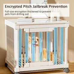 GENERIC Pet Crate Furniture For Small Dogs- Furniture Dog Crate Wooden Dog Crate Dog Crate Terminal Table - Coffee Table Dog Crate With Tray, Universal Wheels (M(28''L X 22''W X 24''H),White) -Dog Supplies Store 51zWSLStGvL