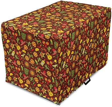 Lunarable Cinco De Mayo Dog Crate Cover, Pattern With Traditional Food Sombrero And Dia De Los Muertos Skull, Easy To Use Pet Kennel Cover For Small Dogs Puppies Kittens, 18 Inch, Multicolor 7 Lunarable Cinco De Mayo Dog Crate Cover, Pattern With Traditional Food Sombrero And Dia De Los Muertos Skull, Easy To Use Pet Kennel Cover For Small Dogs Puppies Kittens, 18 Inch, Multicolor - Image 7