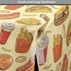 Lunarable Soda Dog Crate Cover, Fast-Food French Fries Hamburgers Onion Rings Wings Chips Retro Unhealthy Menu, Easy To Use Pet Kennel Cover For Small Dogs Puppies Kittens, 24 Inch, Multicolor -Dog Supplies Store 613PXfgQ8xL