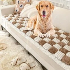 ATHNO Funnyfuzzy Pet Mat Bed Couch Cover,Cream-Coloured Large Plaid Square Pet Mat Bed Couch Cover,Small/Medium/Large Size Non-Slip Thickened Pet Mat For Couch Or Floor,Bed (C,27.6x59.06 In) -Dog Supplies Store 614J8hNQXwL. AC