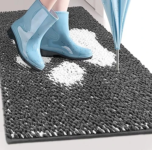 YUHFERA Fluffy Thick Chenille Mat For Entry - Indoor Rug With Textured Rubber Backing, Muddy Dog Comfy Soft Mats,Ultra Absorbent Premium Microfiber Doormat For Pet Food Mat, 24" X 36",Grey 2 YUHFERA Fluffy Thick Chenille Mat For Entry - Indoor Rug With Textured Rubber Backing, Muddy Dog Comfy Soft Mats,Ultra Absorbent Premium Microfiber Doormat For Pet Food Mat, 24" X 36",Grey - Image 2