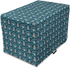 Lunarable French Chef Dog Crate Cover, Macaroons Cakes Culinary Candy Food Traditional Tasty Repeated Pattern, Easy To Use Pet Kennel Cover For Small Dogs Puppies Kittens, 42 Inch, Coral Teal Apricot -Dog Supplies Store 616phLu70eL. AC 1