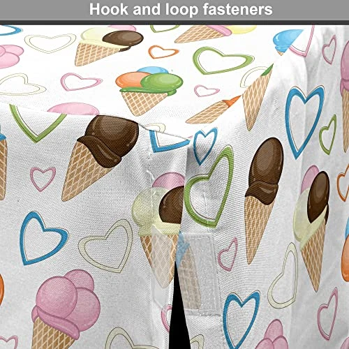 Lunarable Ice Cream Dog Crate Cover, Refreshing Summer Food With 3 Different Scoops And Colorful Hearts, Easy To Use Pet Kennel Cover For Small Dogs Puppies Kittens, 42 Inch, Multicolor 3 Lunarable Ice Cream Dog Crate Cover, Refreshing Summer Food With 3 Different Scoops And Colorful Hearts, Easy To Use Pet Kennel Cover For Small Dogs Puppies Kittens, 42 Inch, Multicolor - Image 3