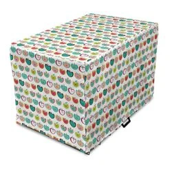 Ambesonne Fruits Dog Crate Cover, Retro Style Fruit Illustration Youthful Food Organic Eating Design, Easy To Use Pet Kennel Cover For Small Dogs Puppies Kittens, 22 Inch, Seafoam Multicolor