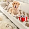 Funnyfuzzy Cream-Coloured Large Plaid Square Pet Mat Bed Couch Cover,Funny Fuzzy Square Pet Mat Bed Couch Cover,Large Plaid Square Pet Mat Bed Couch Cover For Couch Or Floor (1,70x150cm)