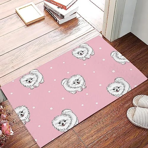 Door Mat Outdoor Cartoon Pets White Long Haired Dog Polka Dot Pink Texture Welcome Mats For Front Door Indoor Entry Doormat Non-Slip Kitchen Rug Washable Floor Mats For Bathroom/Bedroom/Patio 18"X30" 5 Door Mat Outdoor Cartoon Pets White Long Haired Dog Polka Dot Pink Texture Welcome Mats For Front Door Indoor Entry Doormat Non-Slip Kitchen Rug Washable Floor Mats For Bathroom/Bedroom/Patio 18"X30" - Image 5