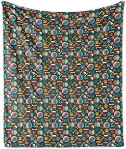 Ambesonne Dogs Throw Blanket, Pattern With Puppy Food Paw Traces Bowls And Veterinary Pet Lover Themed Print, Flannel Fleece Accent Piece Soft Couch Cover For Adults, 50" X 70", Teal And Marigold -Dog Supplies Store 61aDOAgy6gL. AC 2